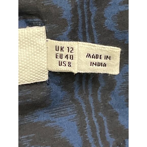 Cefinn Blue Ikat Ruffle Maxi Shirt Dress Belted Long Sleeve US 8 - Picture 3 of 9